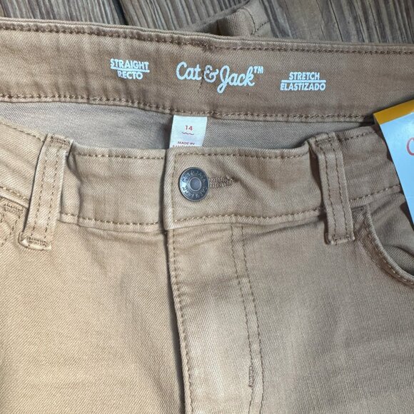 Cat & Jack NWT Boys Khaki Sz 14 Jeans Casual Wear Straight Leg Pants Uniform - Picture 4 of 5